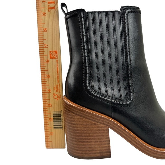 Marc Fisher Black Leather Halida Boots Shoes Heeled Ankle Booties SZ 8.5 Western - Picture 11 of 16